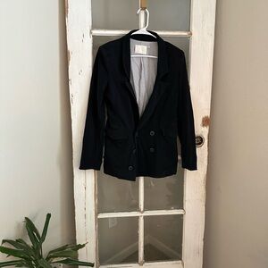 Lush Classic Black Double-Breasted Blazer